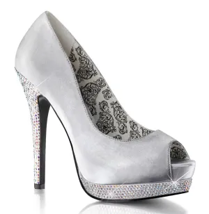 Rhinestone Satin Peep-Toe Heels