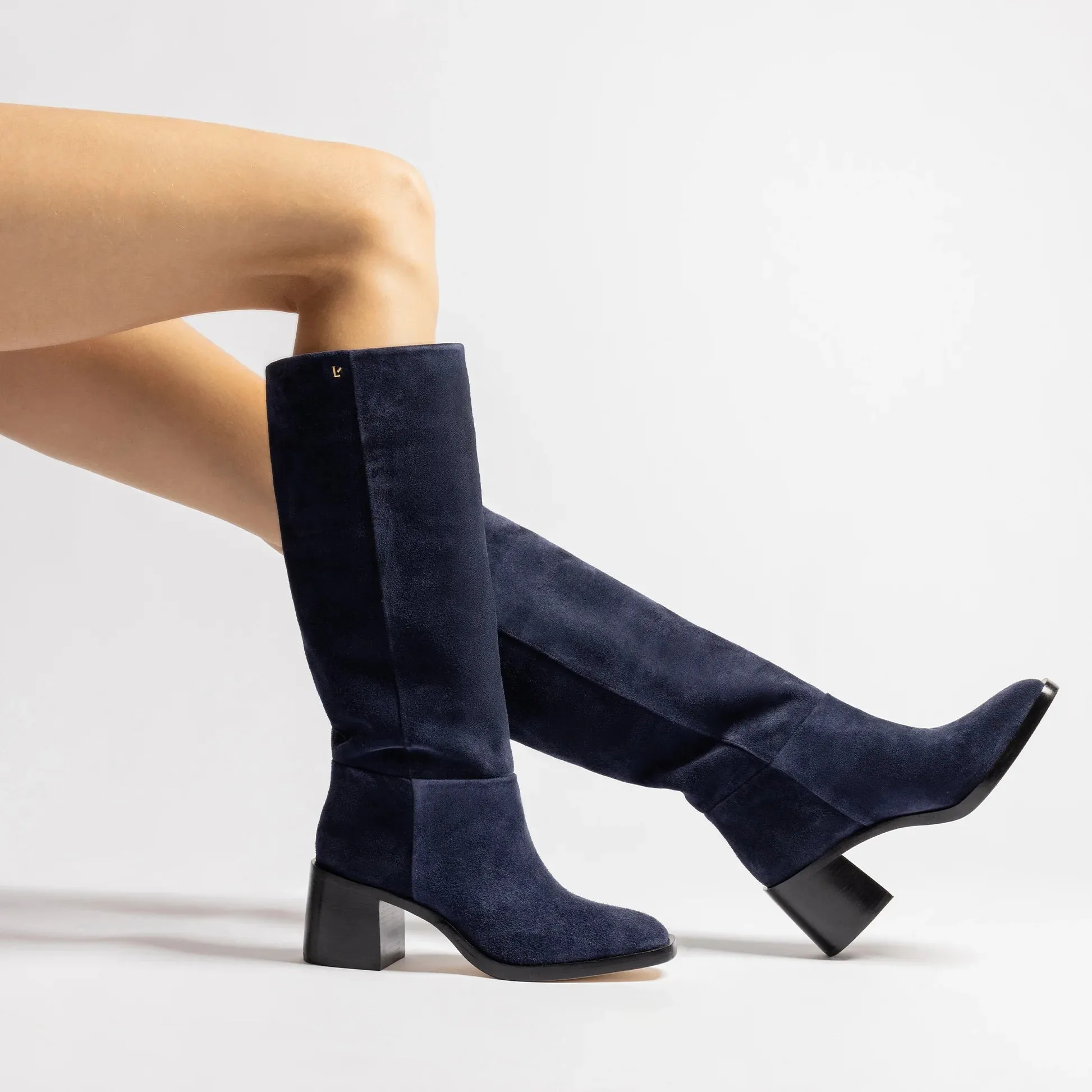 Ricky Boot In Dress Blue Suede by Larroudé