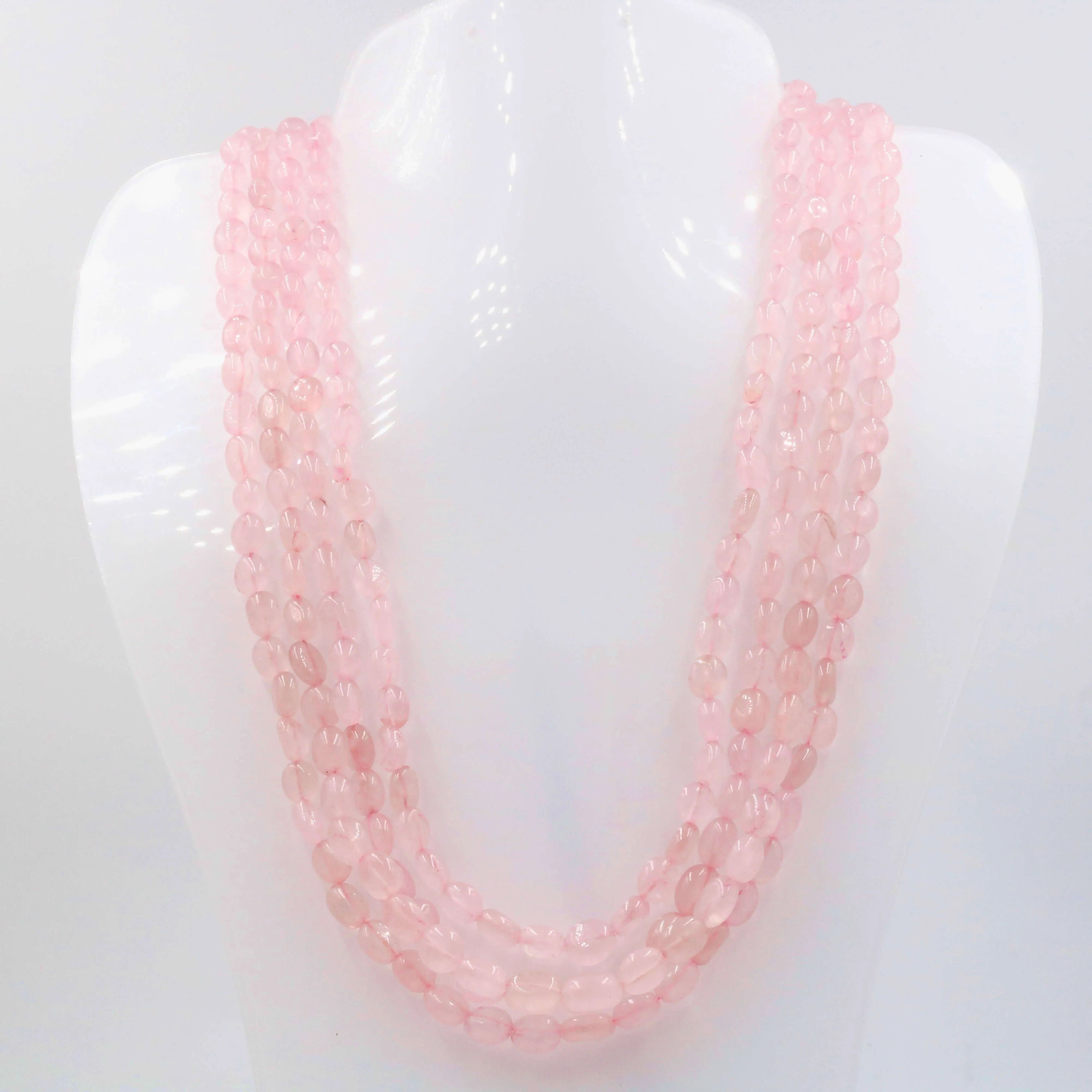 Rose Quartz Necklace Pink Quartz Rose Quartz Gemstone Necklace Beaded Necklace Layered Necklace Indian Necklace Quartz Sarafa SKU: 6143056