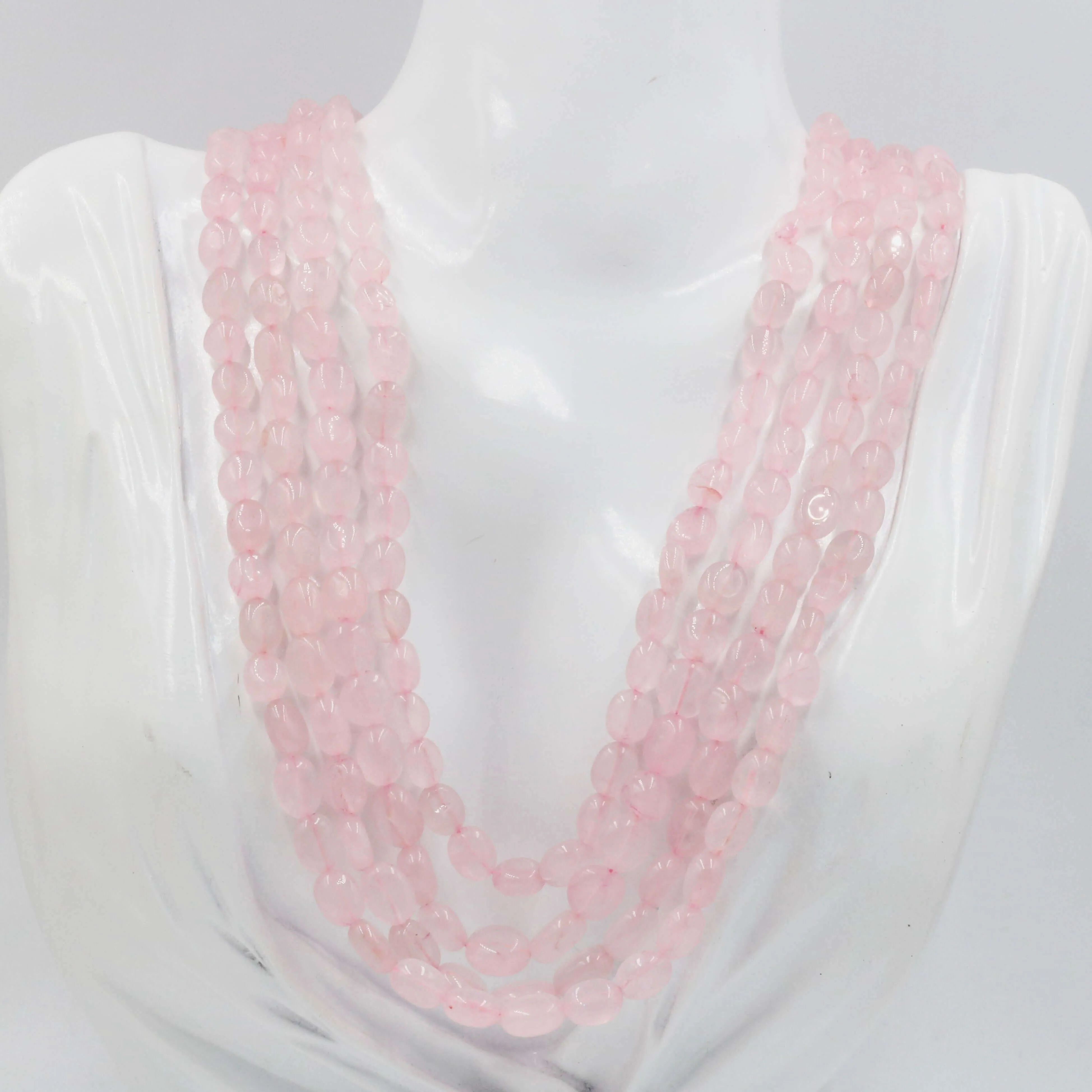 Rose Quartz Necklace Pink Quartz Rose Quartz Gemstone Necklace Beaded Necklace Layered Necklace Indian Necklace Quartz Sarafa SKU: 6143056