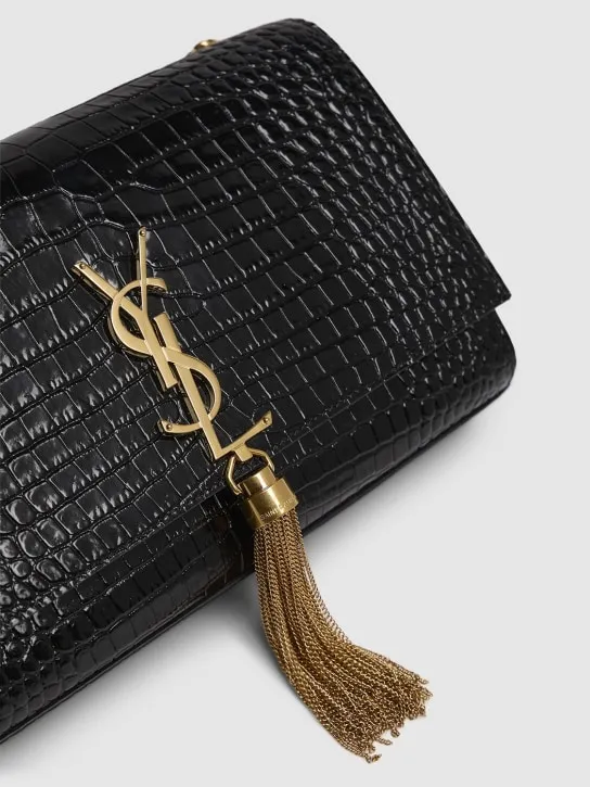 Saint Laurent   Medium Kate croc embossed leather bag 