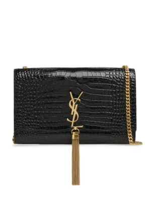 Saint Laurent   Medium Kate croc embossed leather bag 