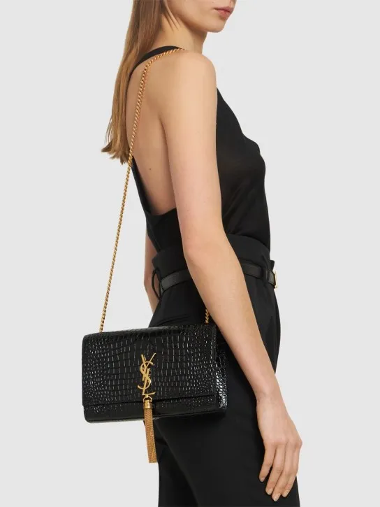 Saint Laurent   Medium Kate croc embossed leather bag 