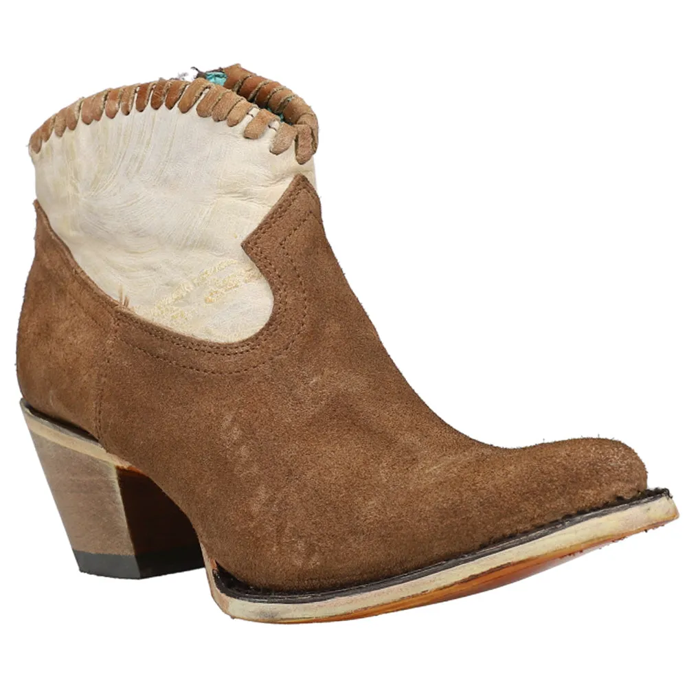 Sand & Brown Woven Round Toe Cowboy Booties