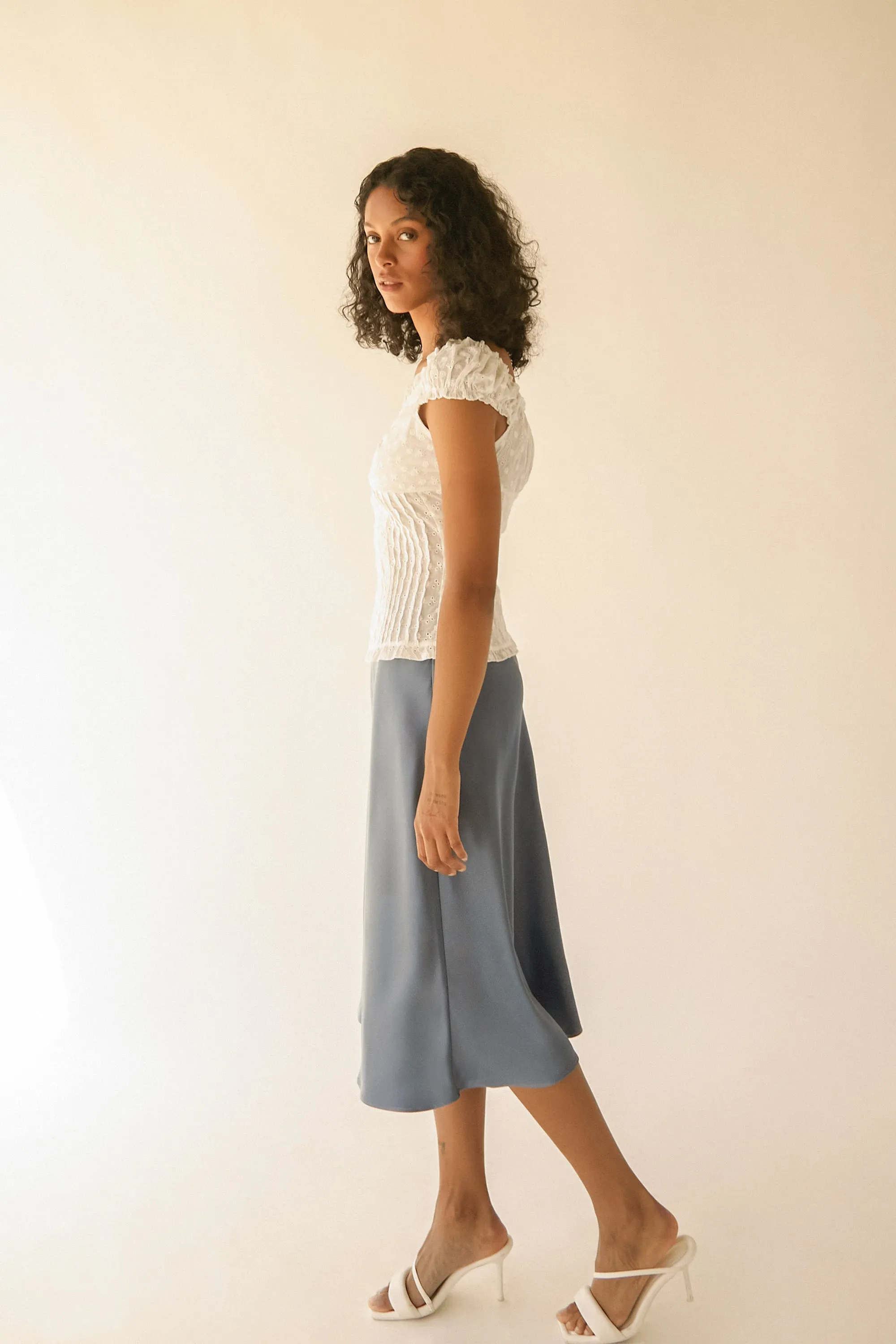 SATIN MIDI SLIP SKIRT