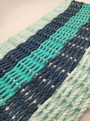 Seafoam, Navy and Teal Rope Mat made with Lobster Rope