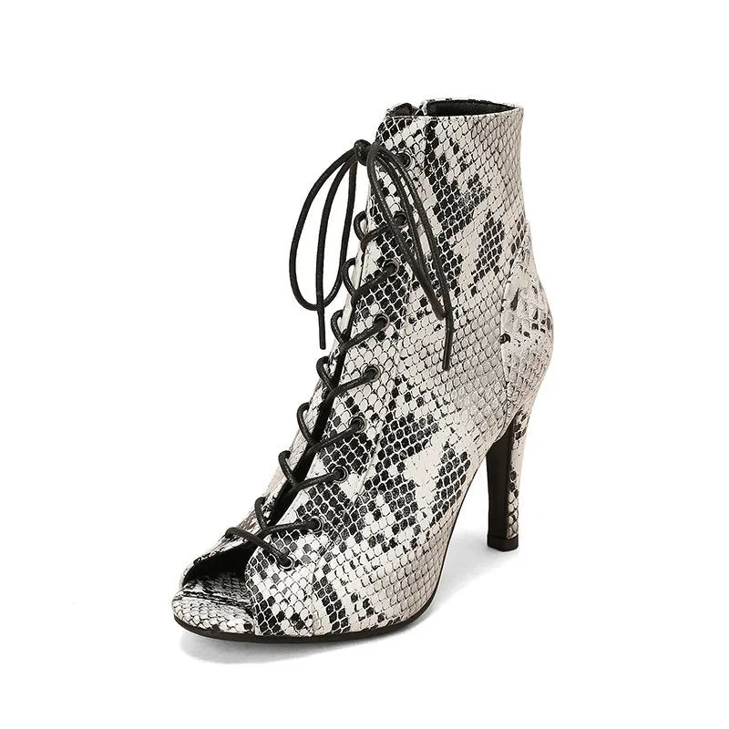 Sexy peep toe lac-up summer booties latin salsa ballroom dance booties