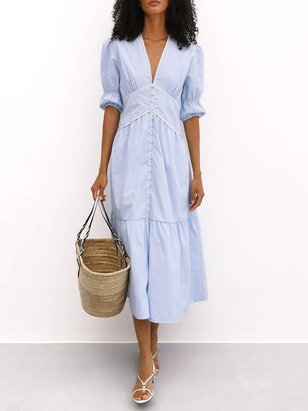 Sezene Striped Summer Day Dress | Blue Stripe