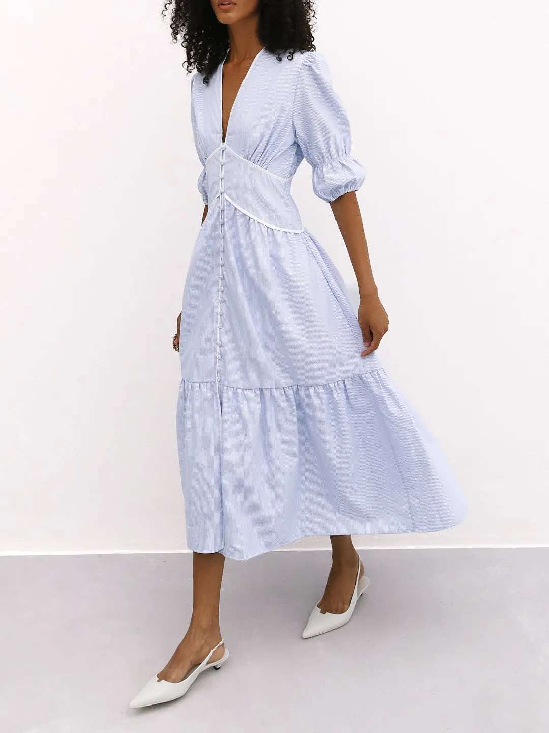 Sezene Striped Summer Day Dress | Blue Stripe