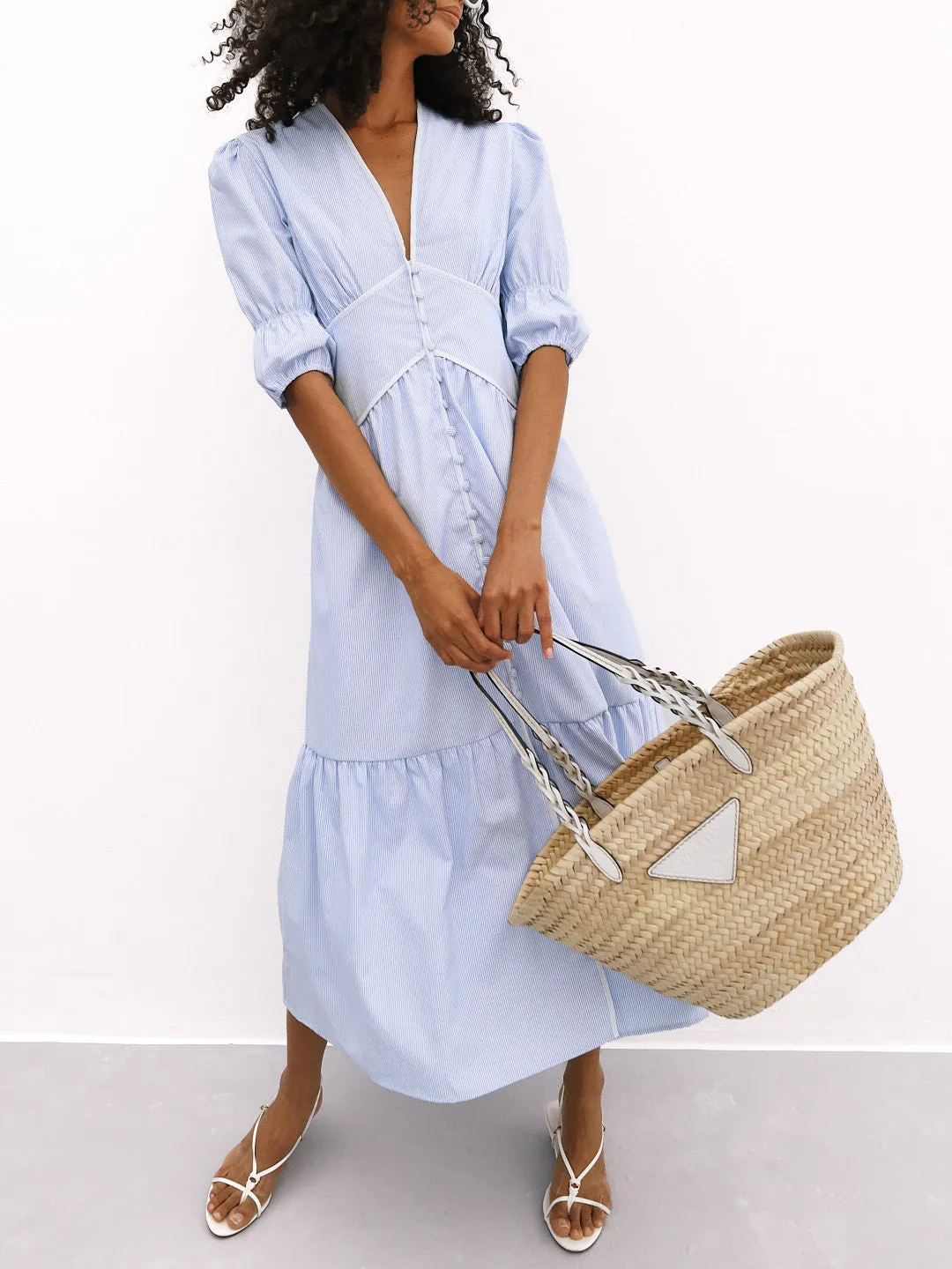 Sezene Striped Summer Day Dress | Blue Stripe