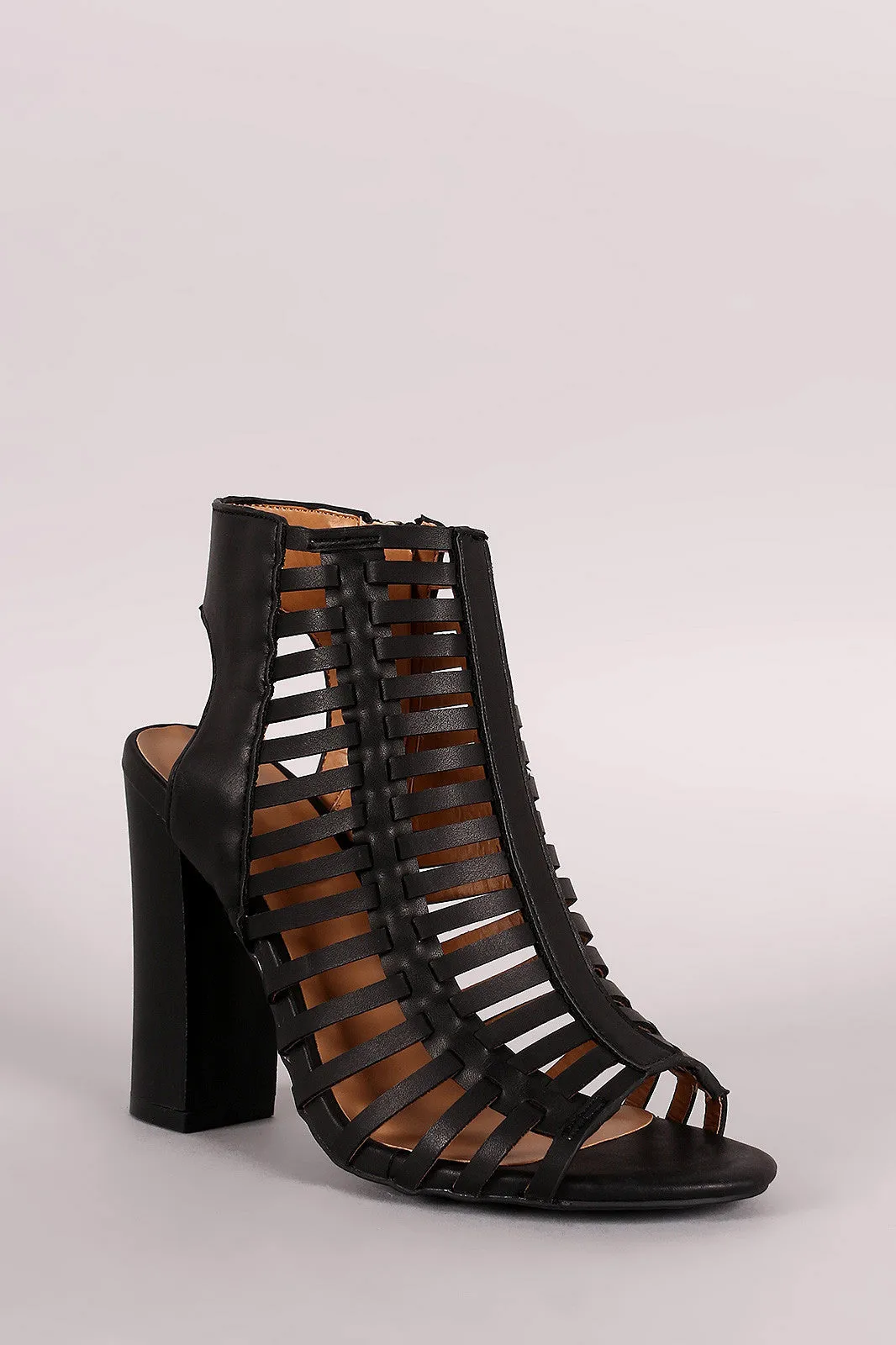 Sharri - Caged Strappy Huarache Chunky Heel