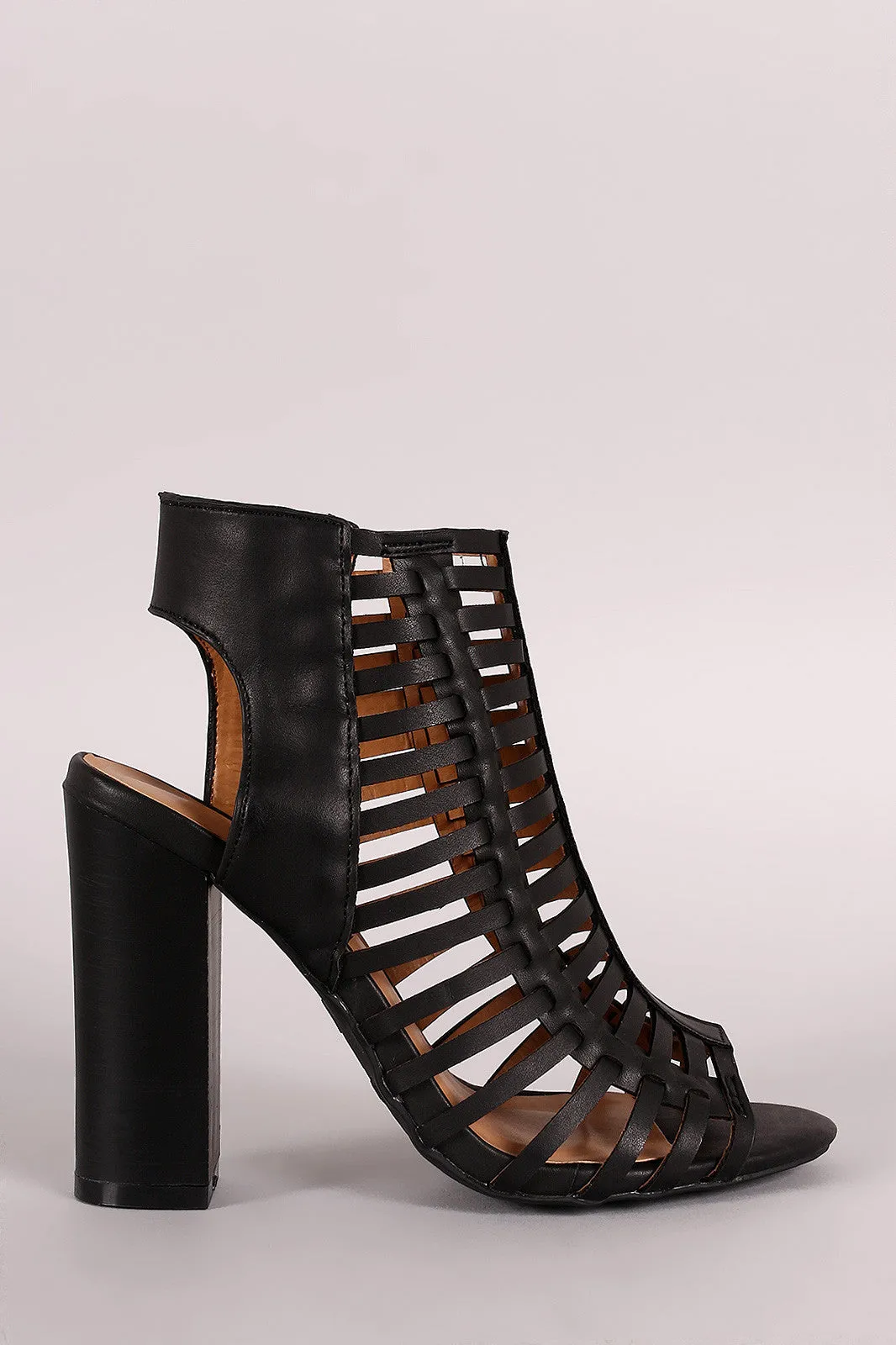 Sharri - Caged Strappy Huarache Chunky Heel