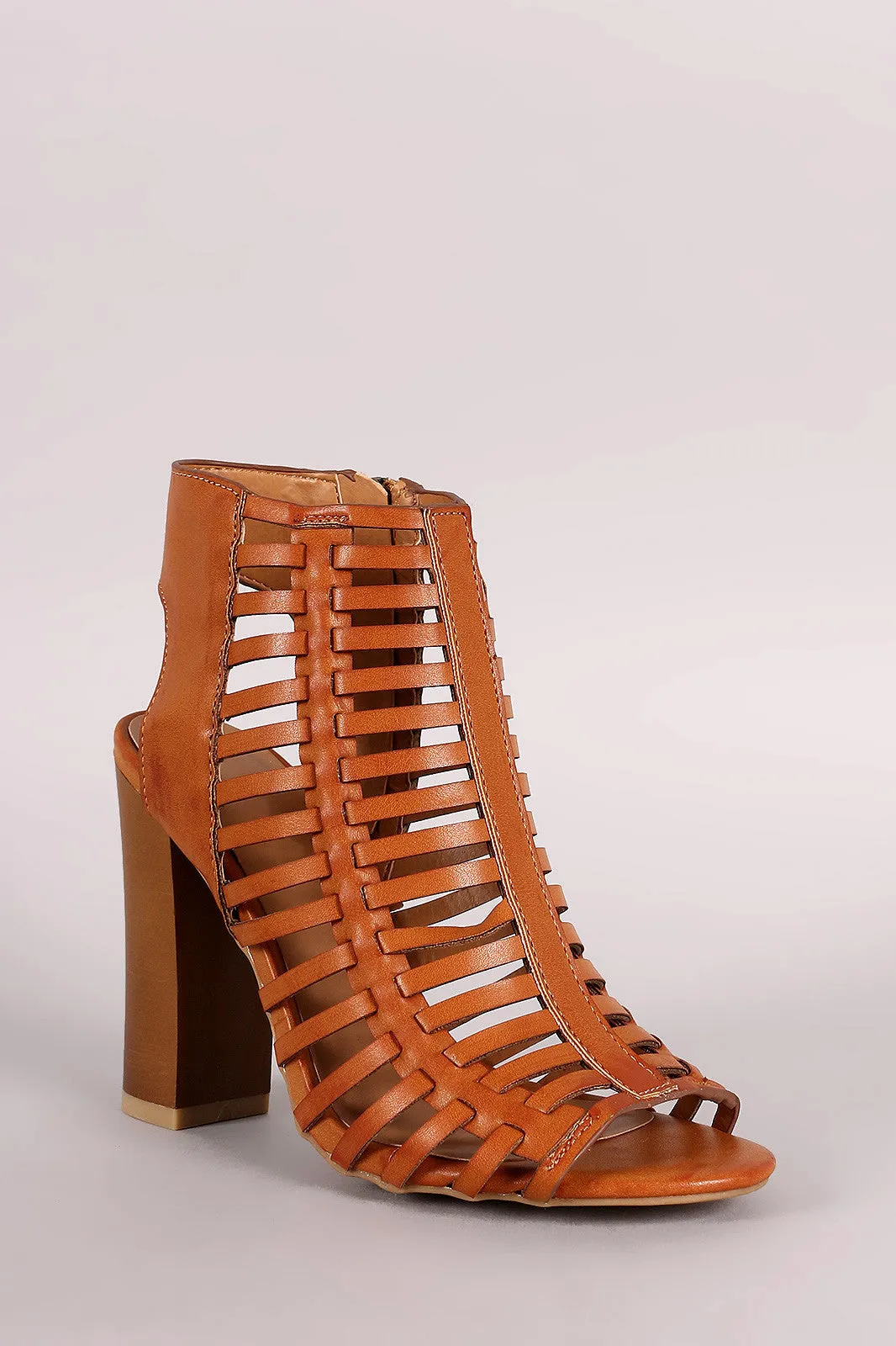 Sharri - Caged Strappy Huarache Chunky Heel