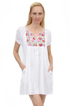 Short Sleeve Embroidered Peasant Chemise