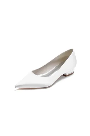 Simple Pointed Toe Satin Low Heels