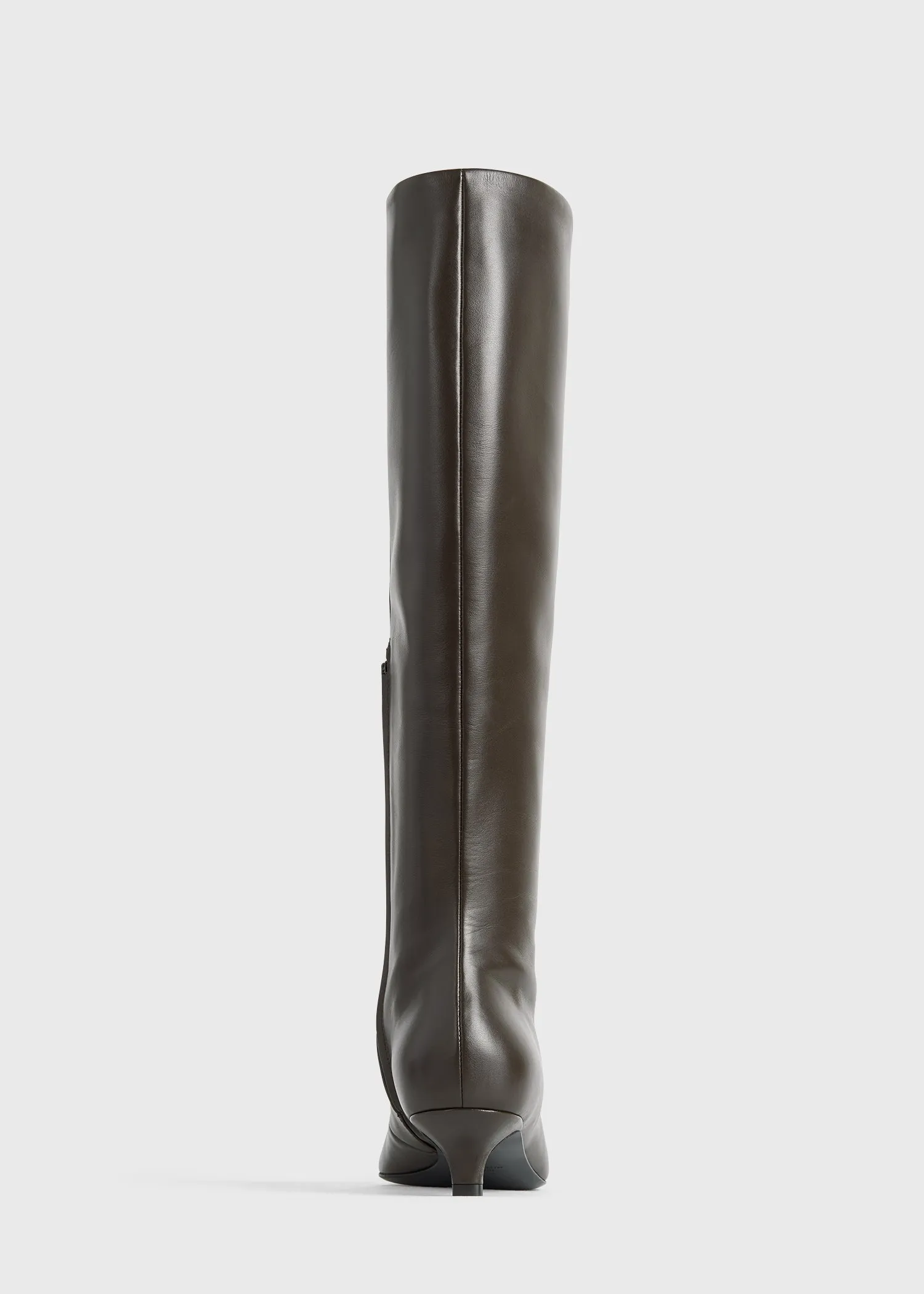 Slim leather knee-high boots bark