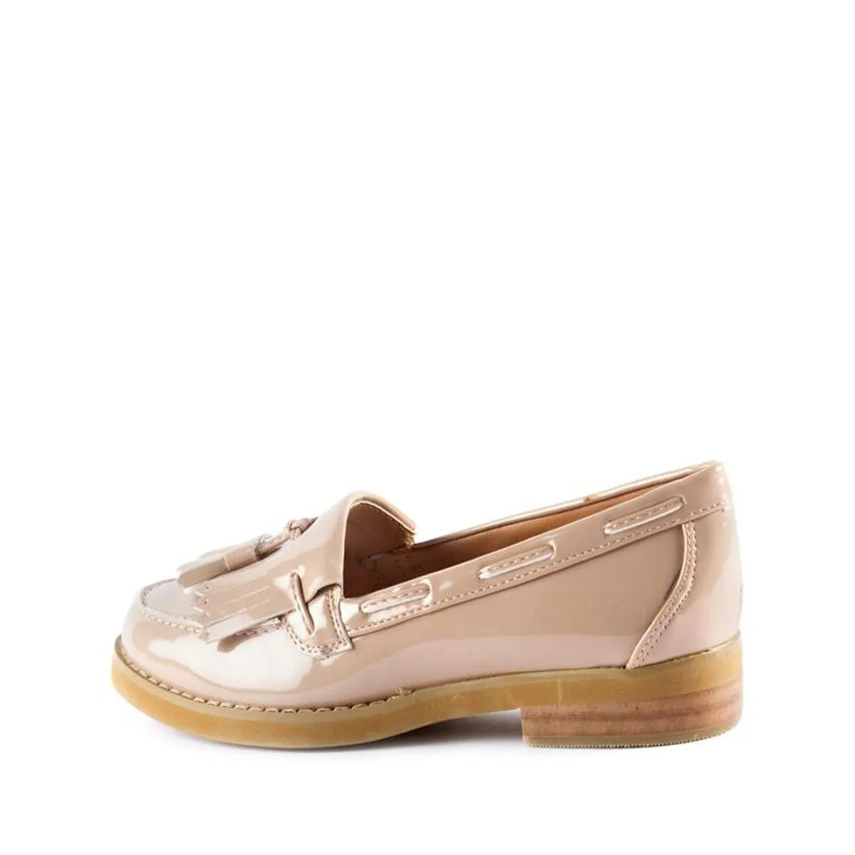 SMARTIES Flat Block Stacked Heel Tassel Fringe Loafer