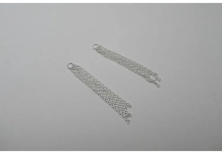 Sterling Silver Cable Chain Tassel with Jump Ring 42mm Earring Findings for Handmade Pure Fine Jewelry Making Wholesale Bulk