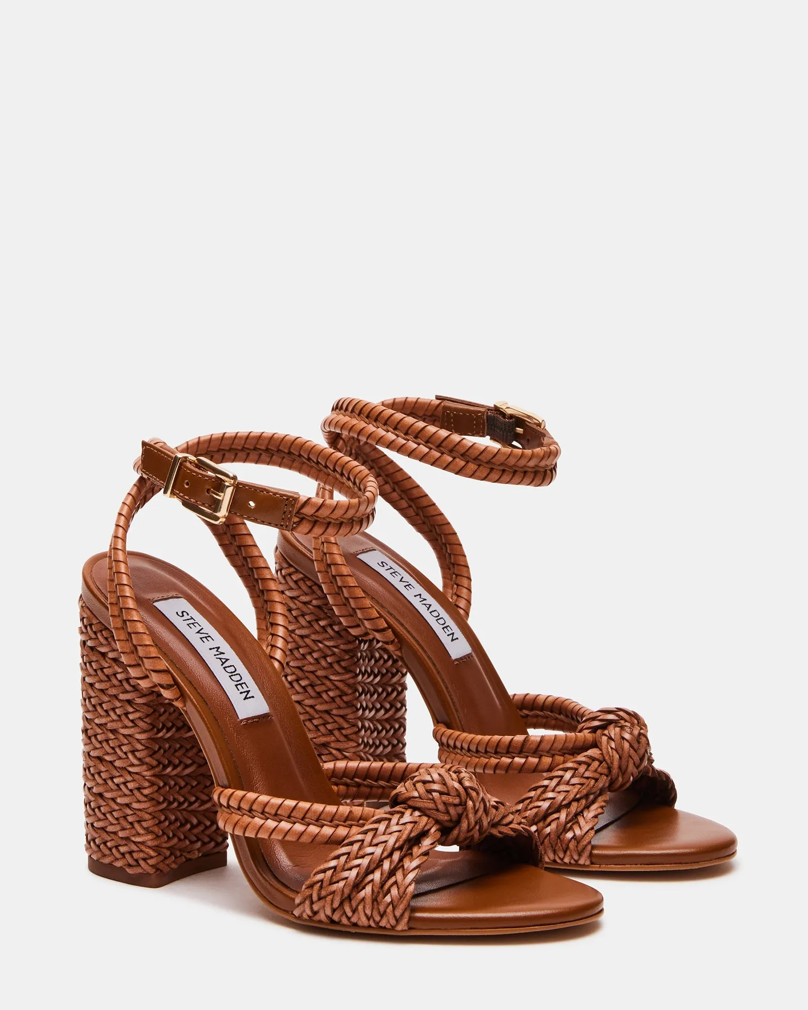 Steve Madden Malou Woven Heels in Cognac