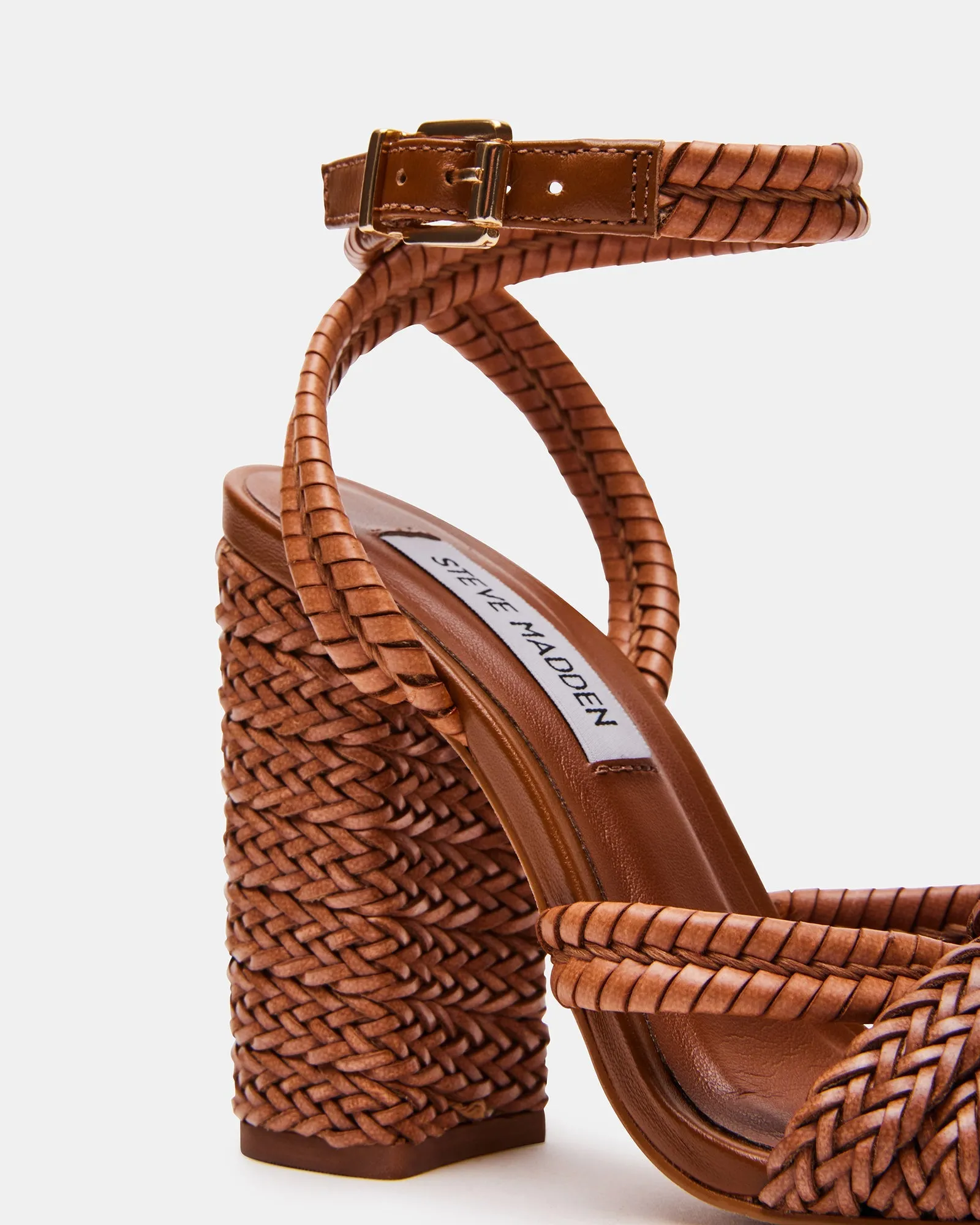 Steve Madden Malou Woven Heels in Cognac