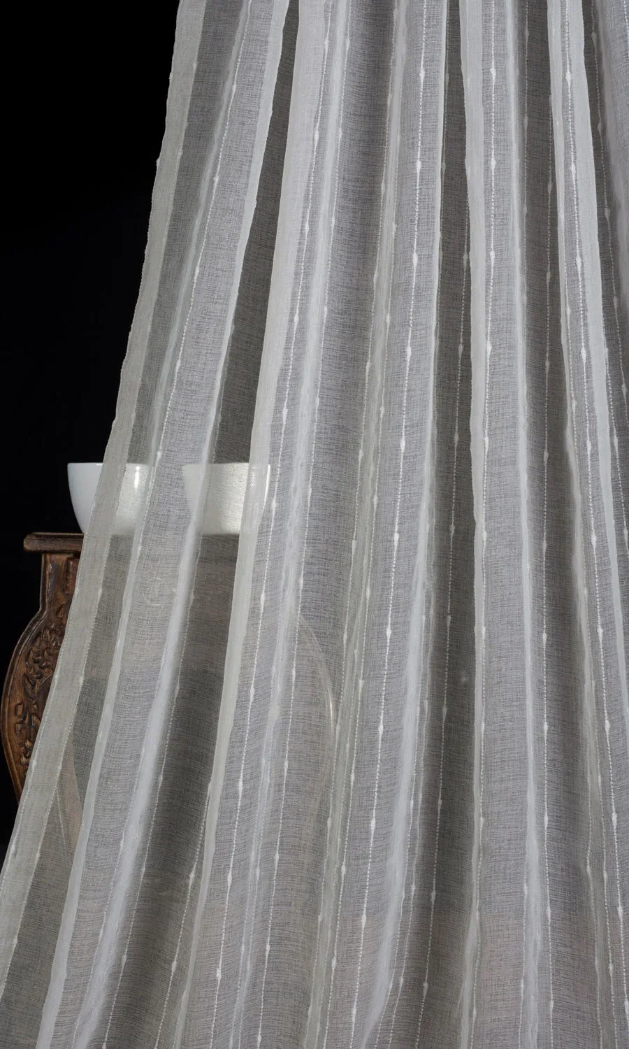 'Stone Neutral' Striped Sheer Window Shades (Grey)