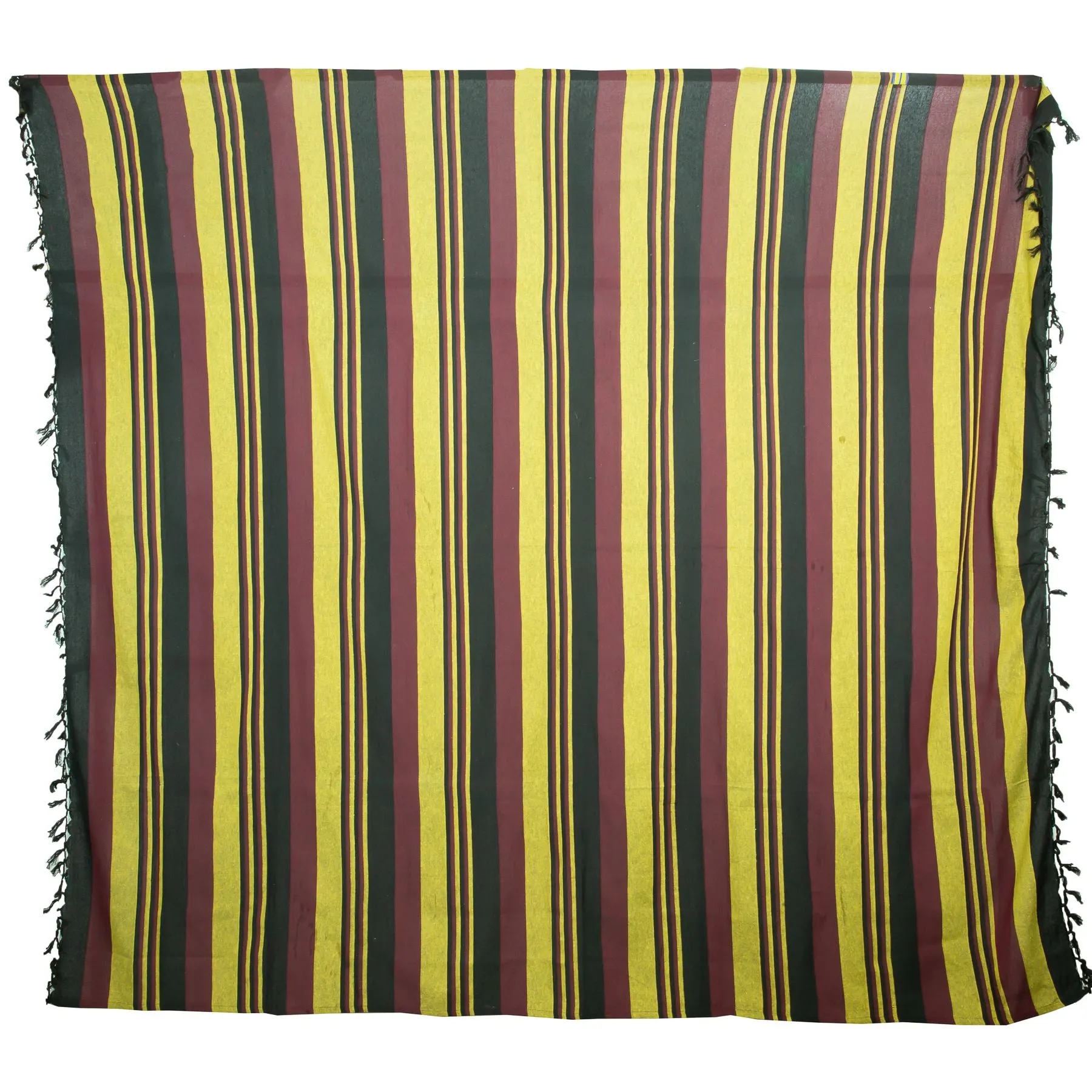 Striped Cotton Blanket With Tassel Edging - Burgundy Gold