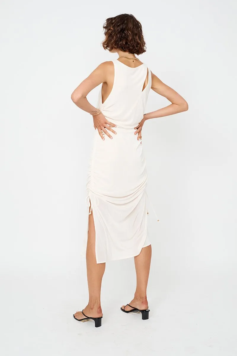 Suboo The Liz Rouched Midi Tank Dress - Cream