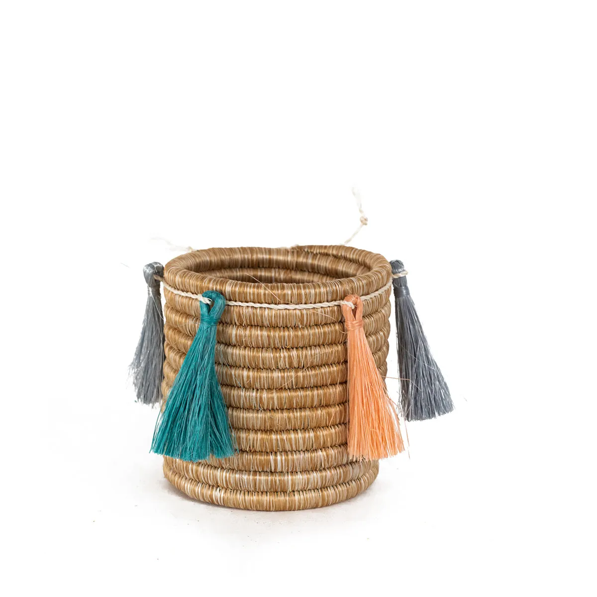 Sutton Woven Storage Basket and Joyful Tassel Set