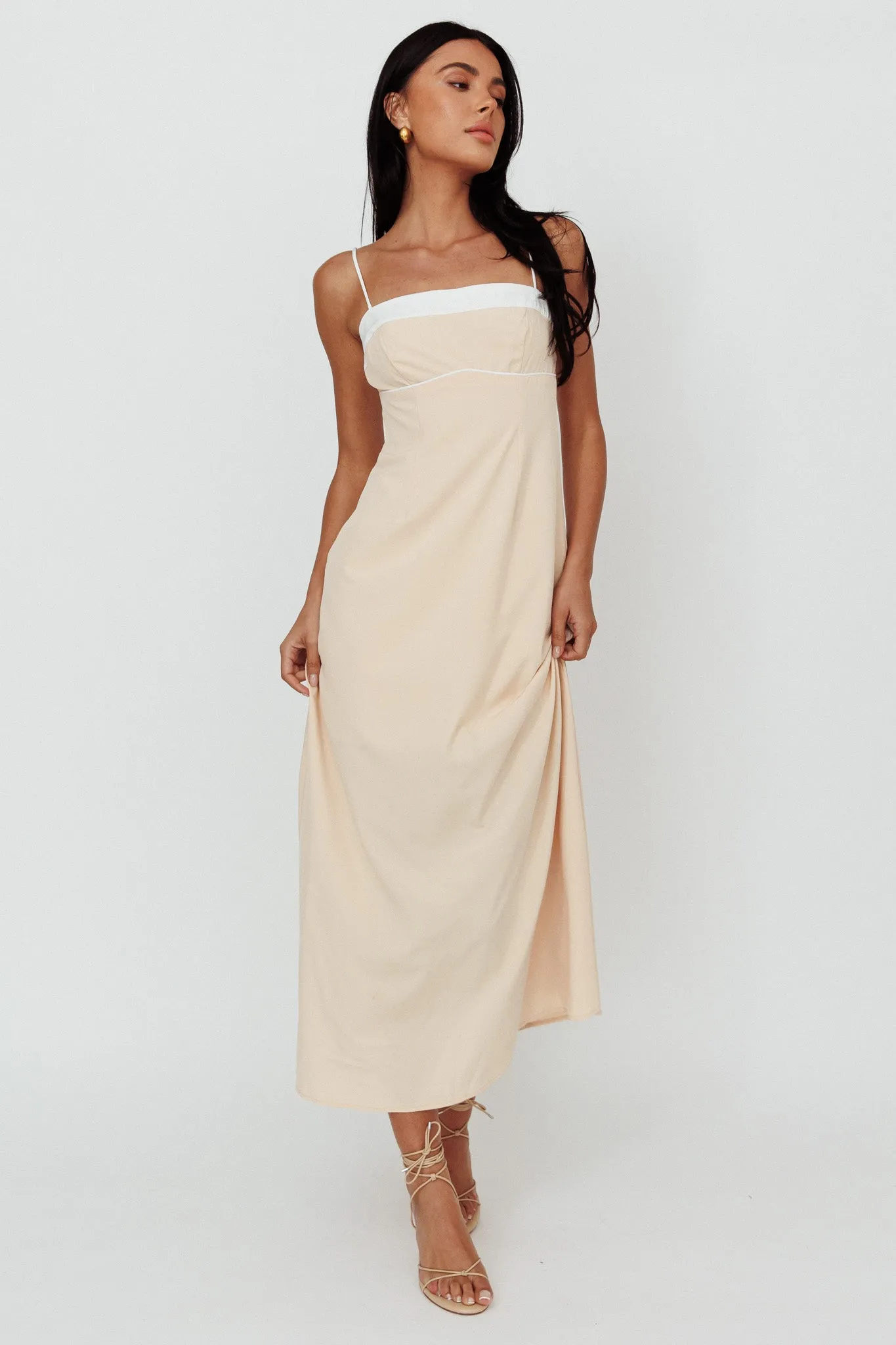 Taera Cami Strap Midi Dress Oat