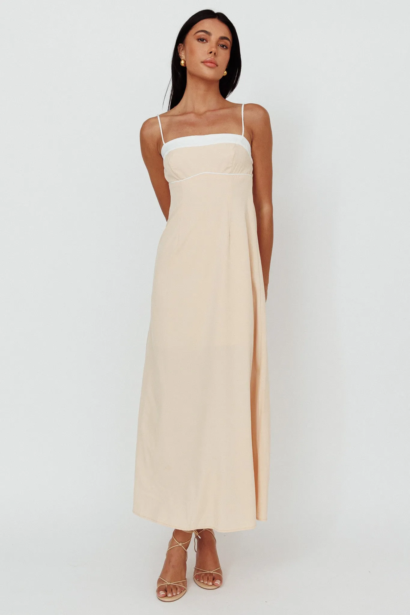 Taera Cami Strap Midi Dress Oat