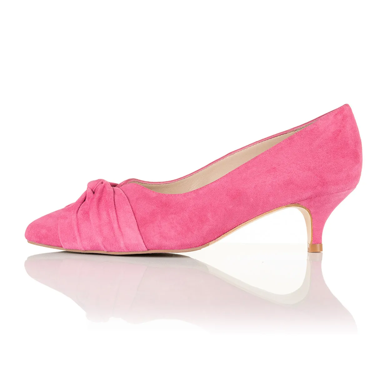 Tandi Extra-Wide Fit Kitten Heels - Fuchsia Pink Suede