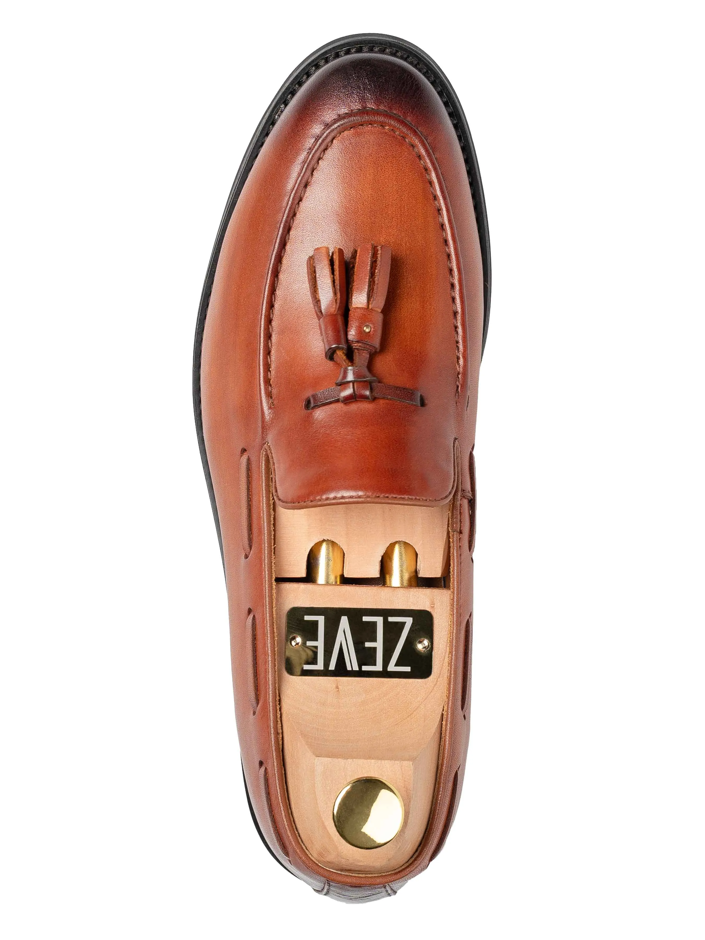 Tassel Loafer - Cognac Tan (Hand Painted Patina)