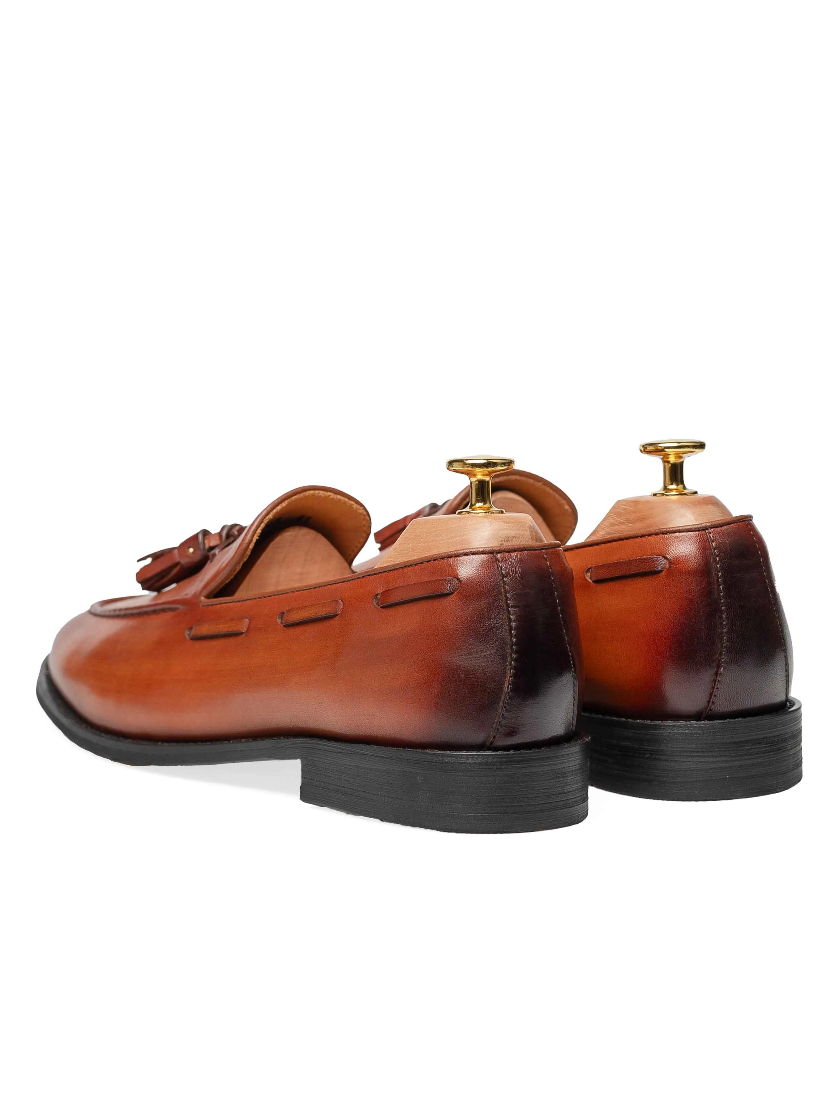 Tassel Loafer - Cognac Tan (Hand Painted Patina)