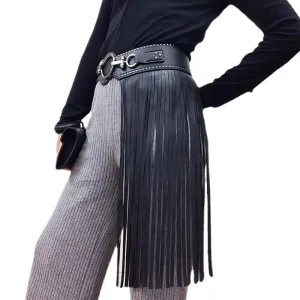 TEEK - Black Long Tassel Waist Chain Belt