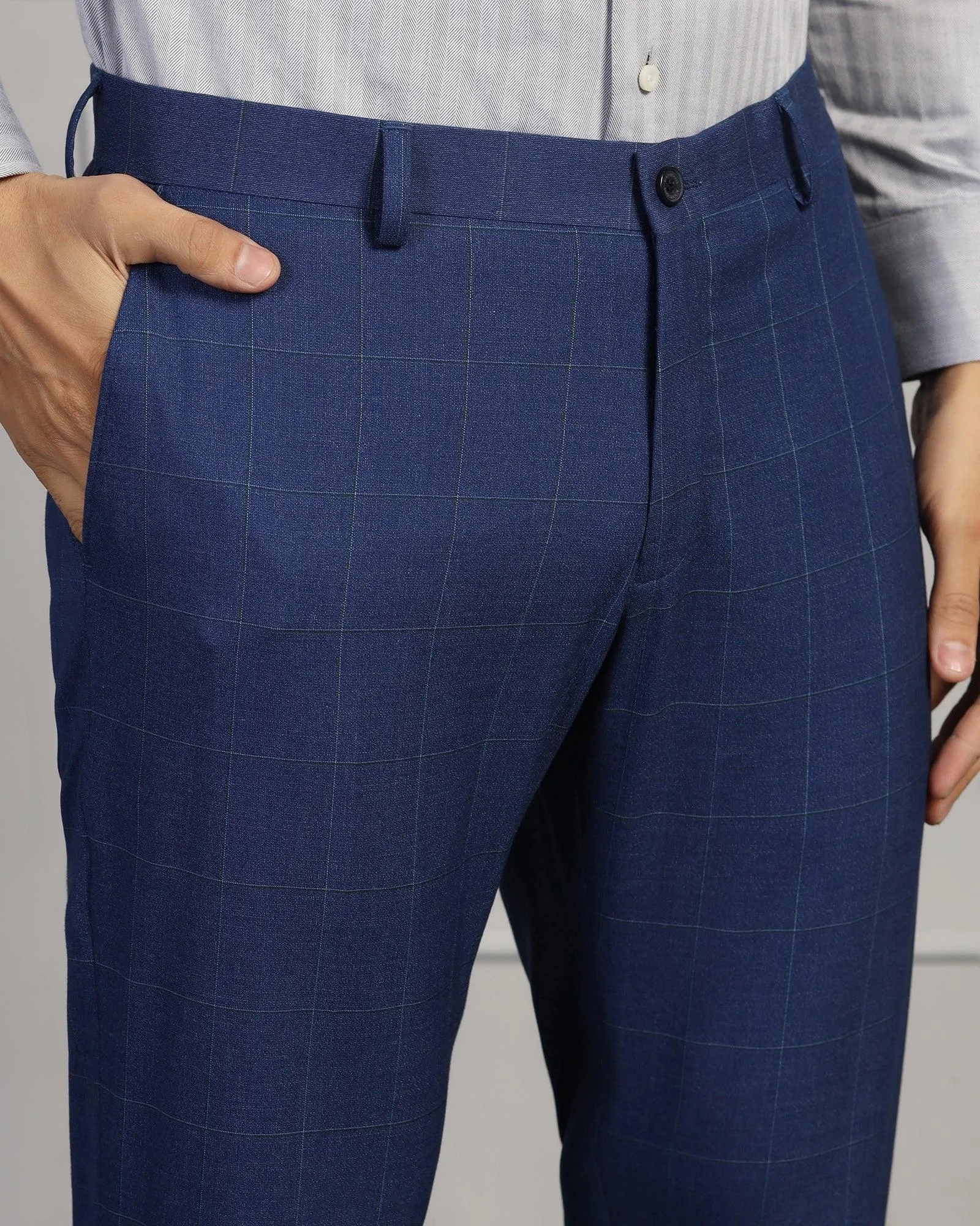 Three Piece Blue Check Formal Suit - Forex