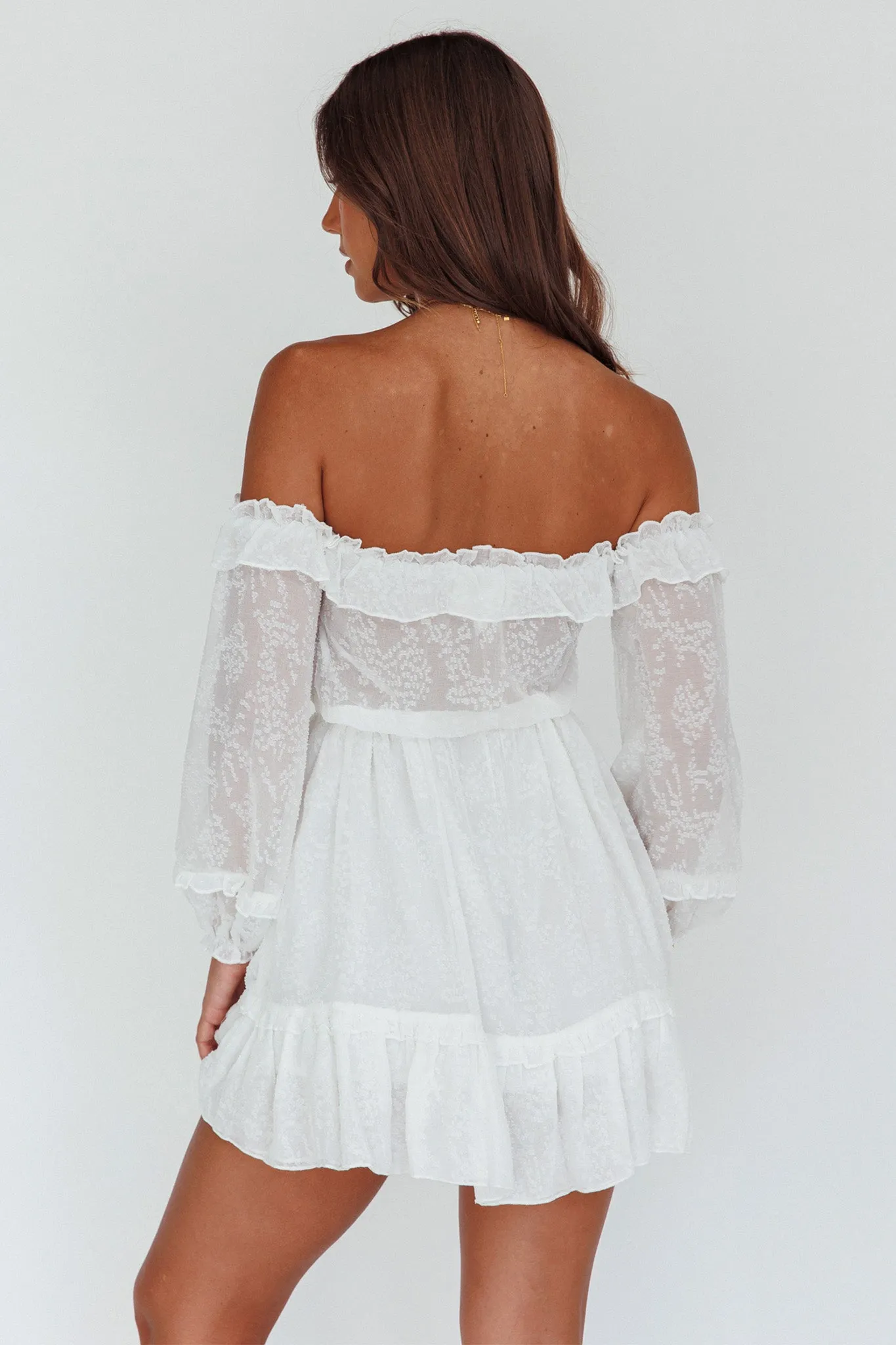 Tracee Bardot Lace Mini Dress White