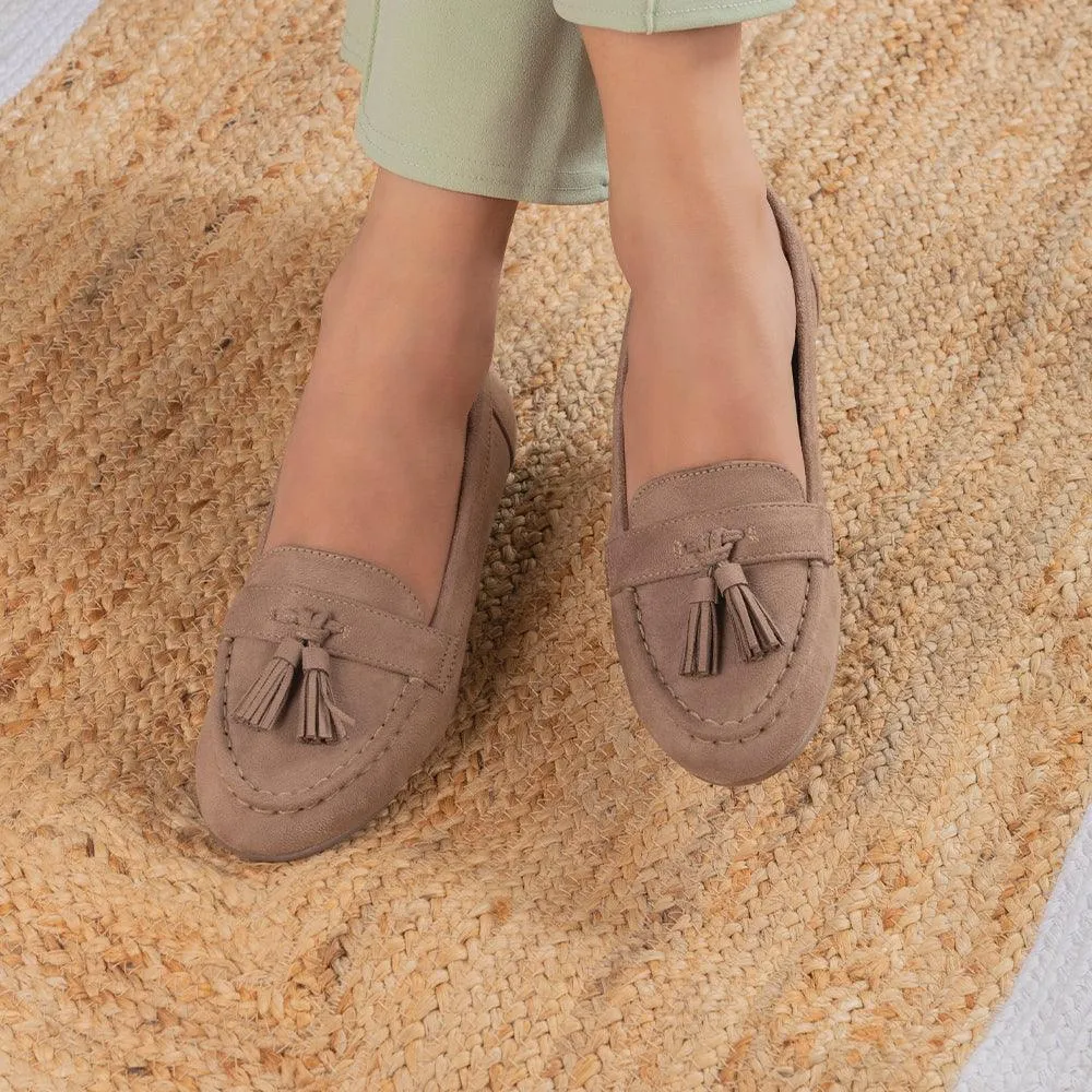 Tresmode Jonum Beige Women's Dress Tassel Loafers