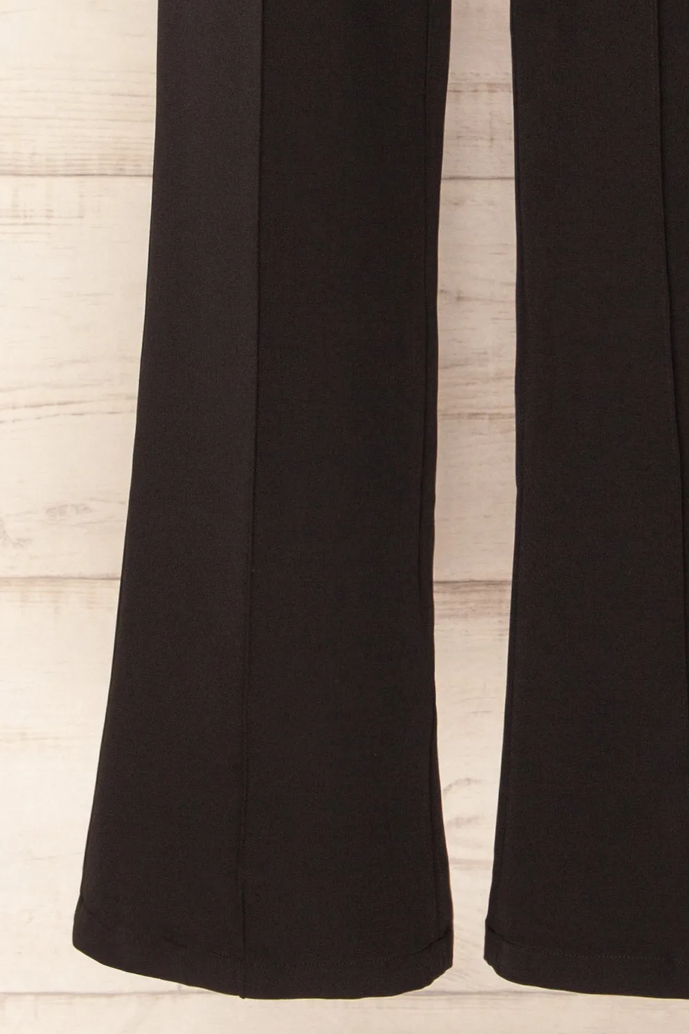 Turbine Black | Solid Stitch Wide Leg Trousers