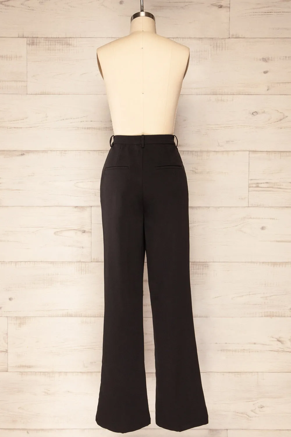 Turbine Black | Solid Stitch Wide Leg Trousers