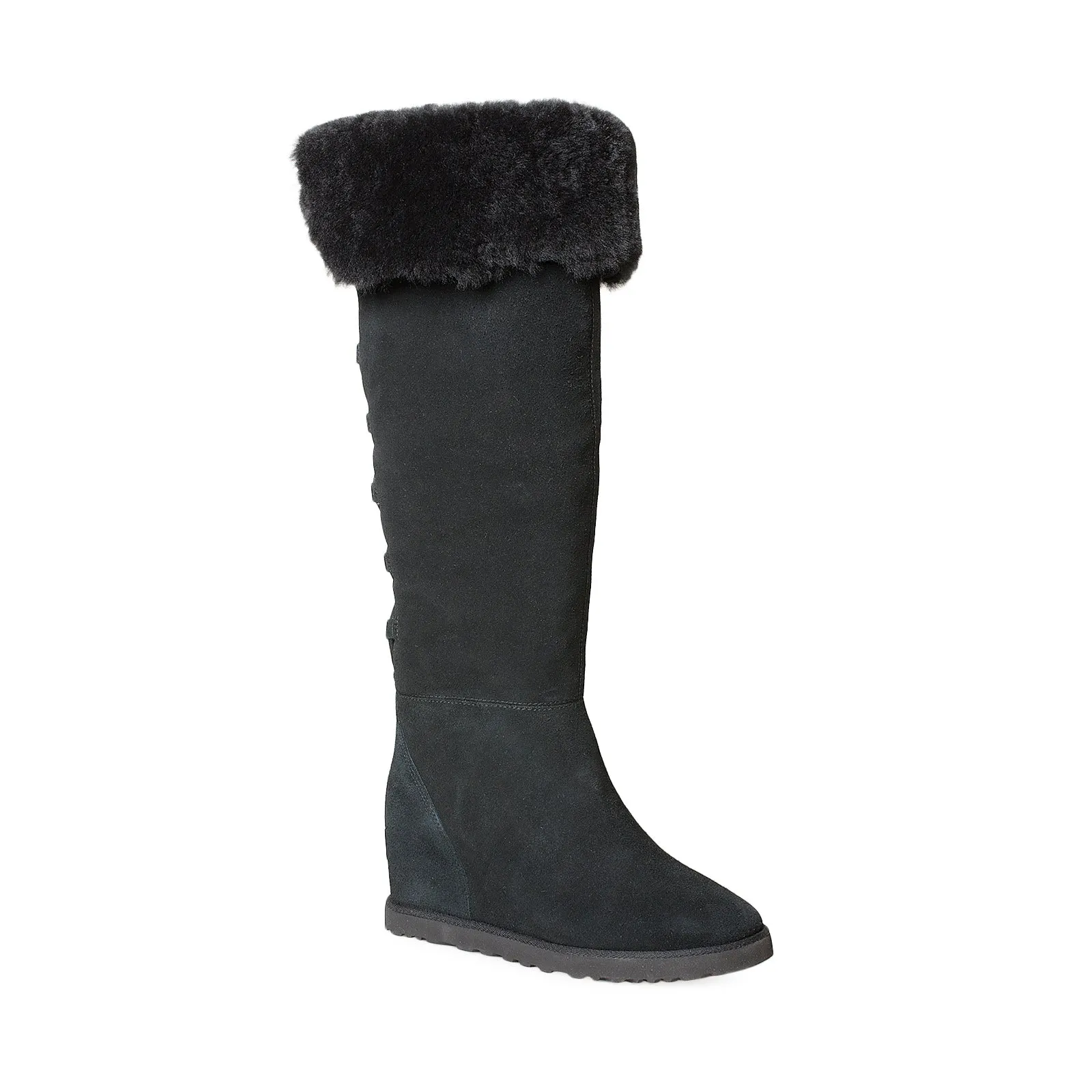 UGG Femme Over The Knee Lace Black Boots - Women's