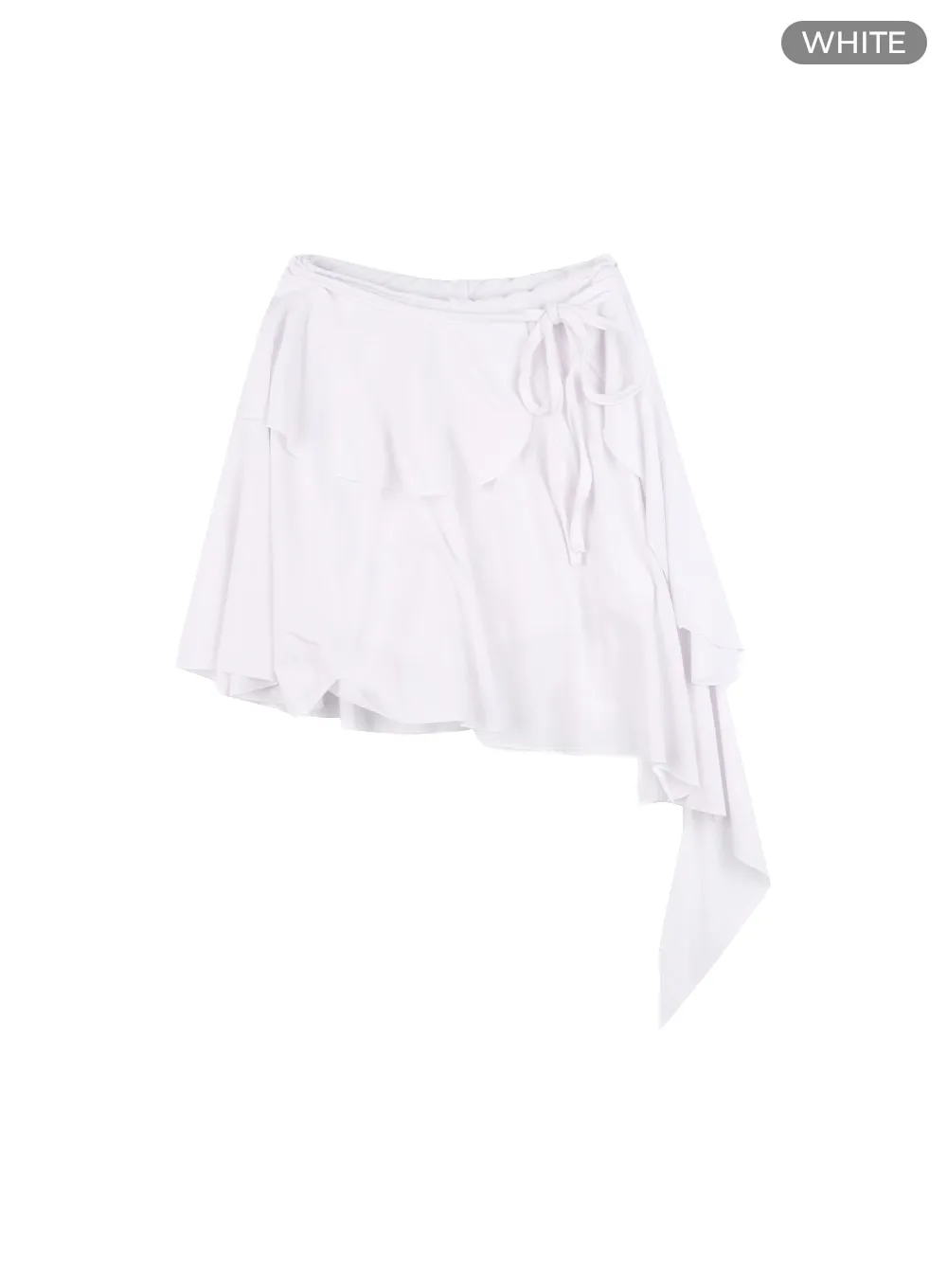 Unbalanced Bowknot Detail Cotton Mini Skirt OM426