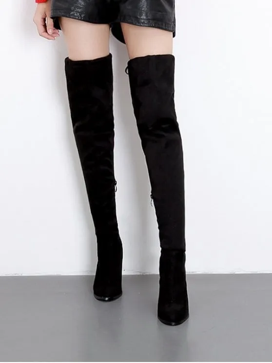 Unique High Heel Drawstring Over The Knee Boots