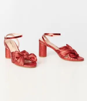 Unique Vintage Ruby Red Slingback Bow Heel