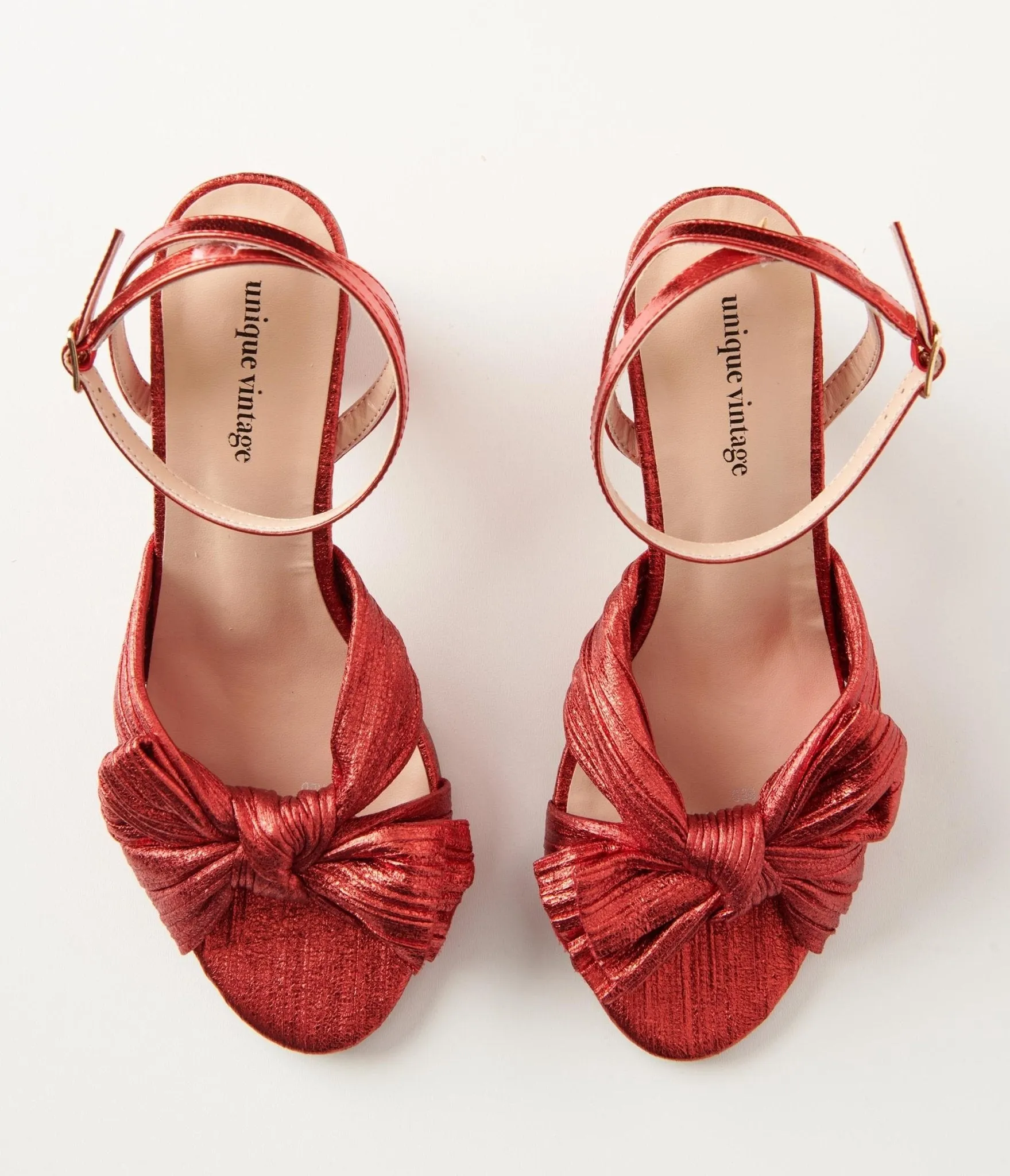 Unique Vintage Ruby Red Slingback Bow Heel