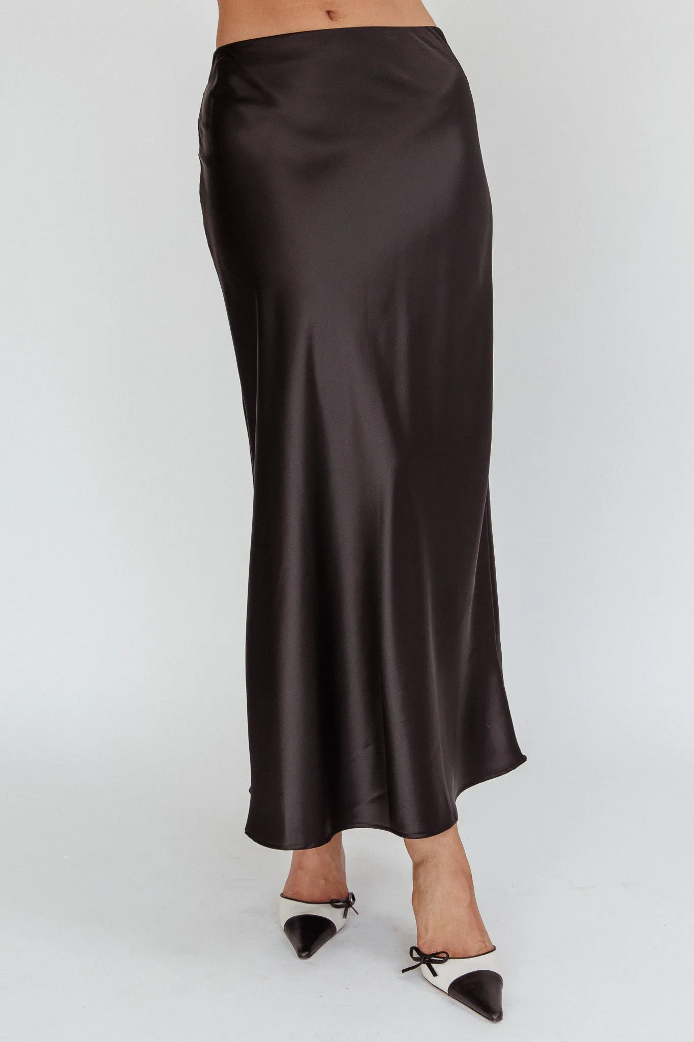 Unrequited Love Satin Maxi Skirt Black