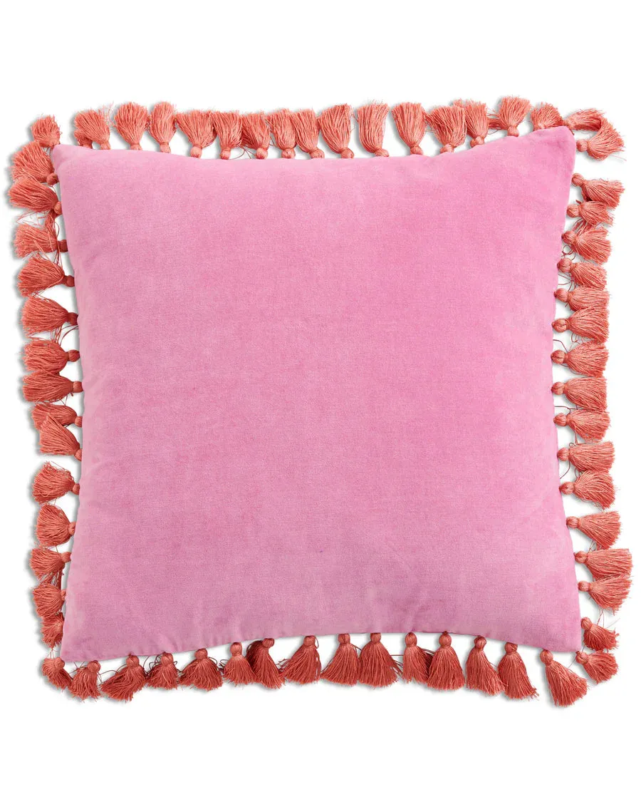 VELVET TASSEL CUSHION | Rose Bloom