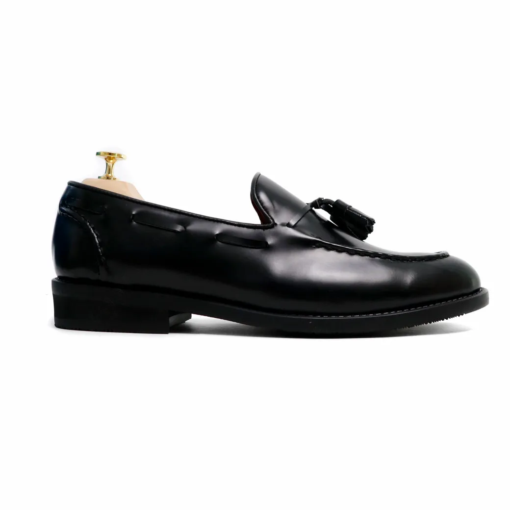 VELVET TASSEL LOAFERS MOC TOE MATTE BLACK