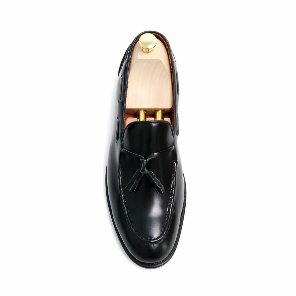 VELVET TASSEL LOAFERS MOC TOE MATTE BLACK