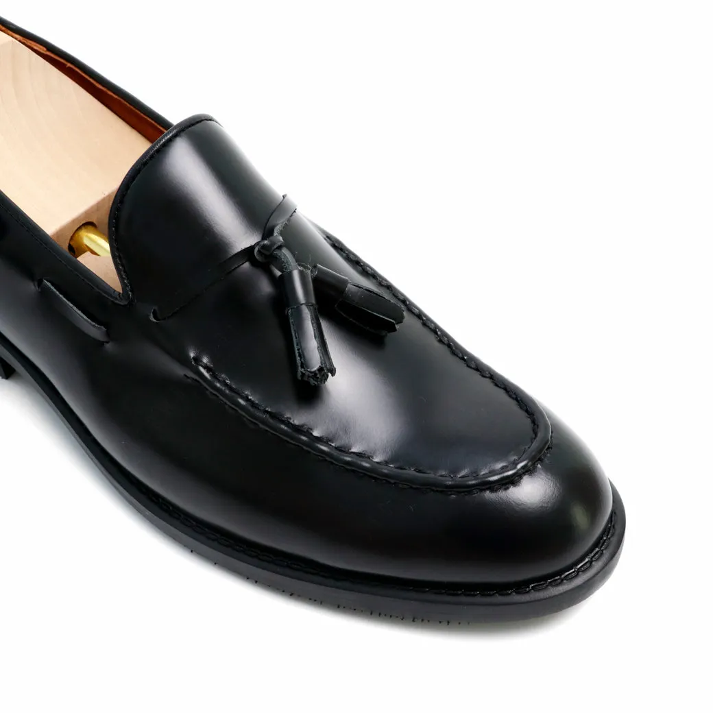 VELVET TASSEL LOAFERS MOC TOE MATTE BLACK