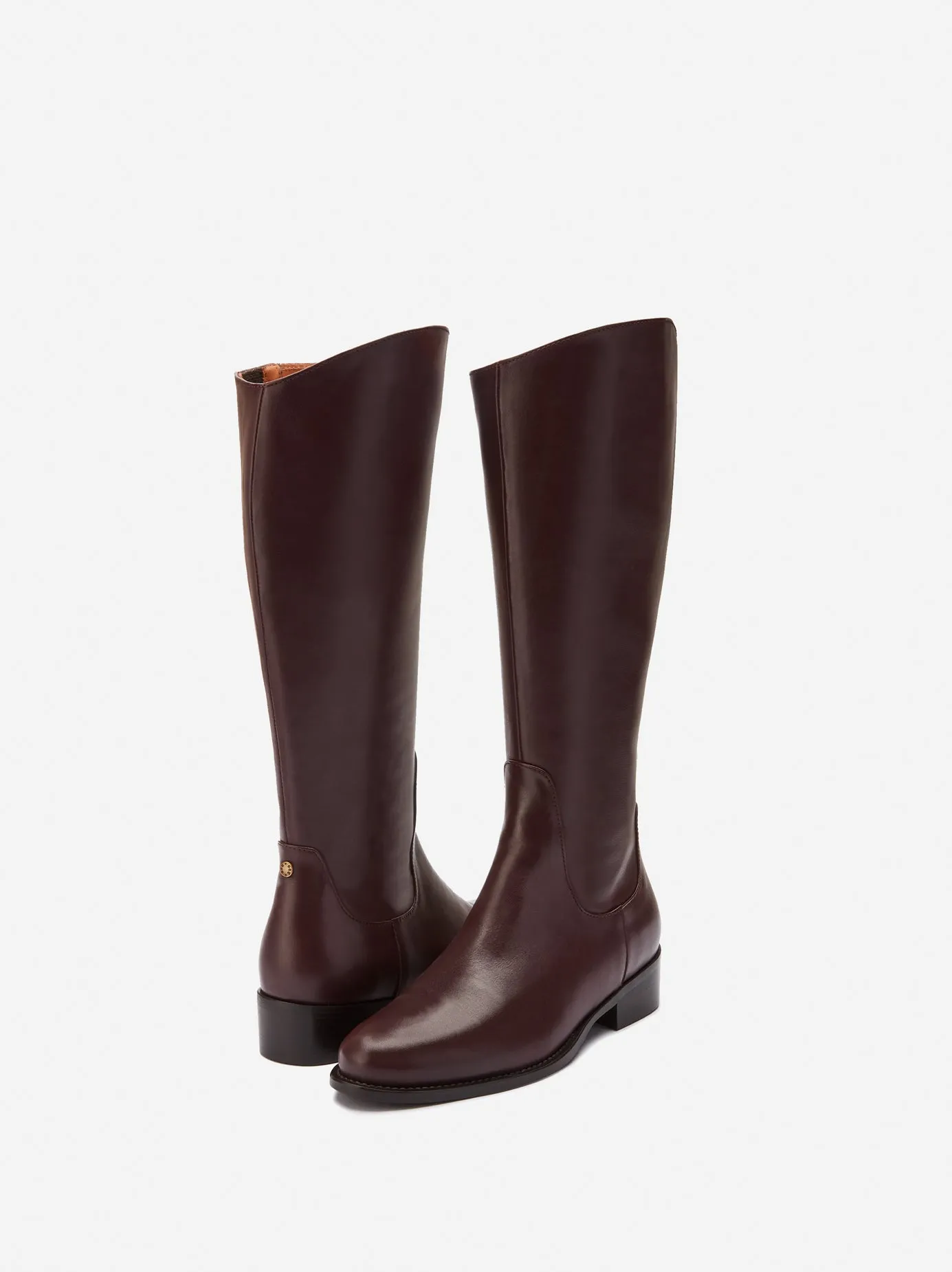 Verity Knee High Boots in Burgundy Leather